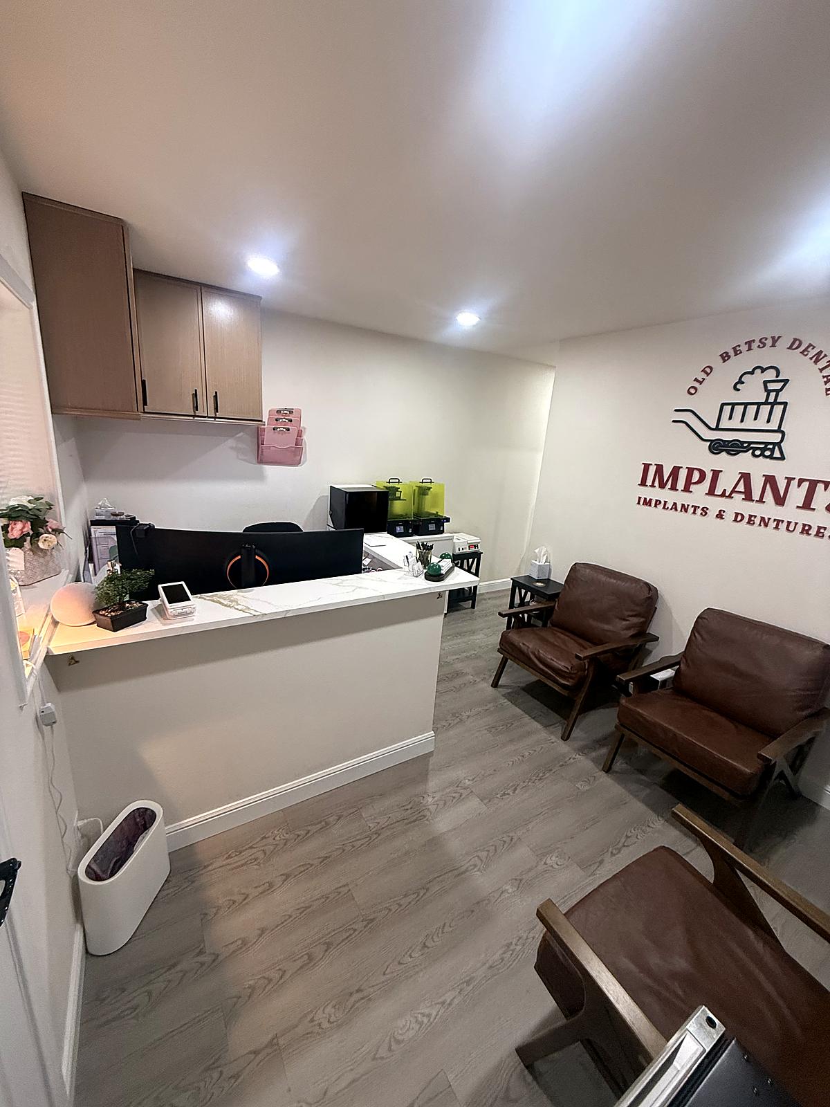 Reception area at Old Betsy Dental Implants & Dentures in Keene, TX.